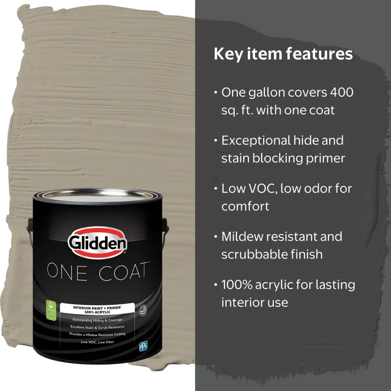 Glidden One Coat Stonehenge Greige / Gray Eggshell Interior Paint