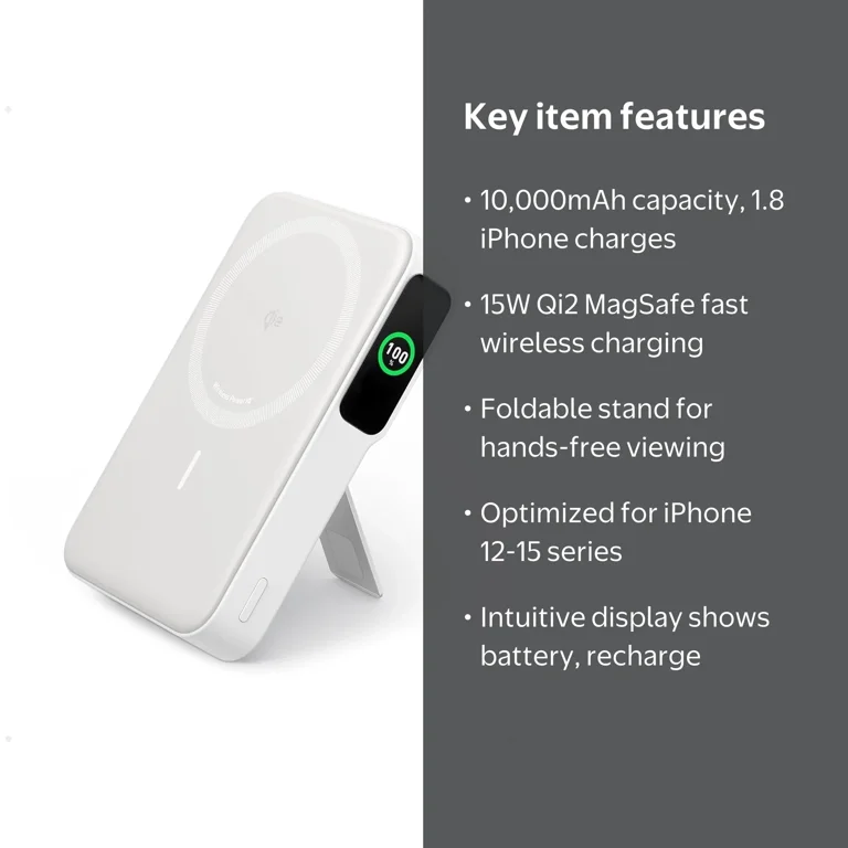 Anker Power Bank Qi2 Compatible 15W Wireless Portable Charger with