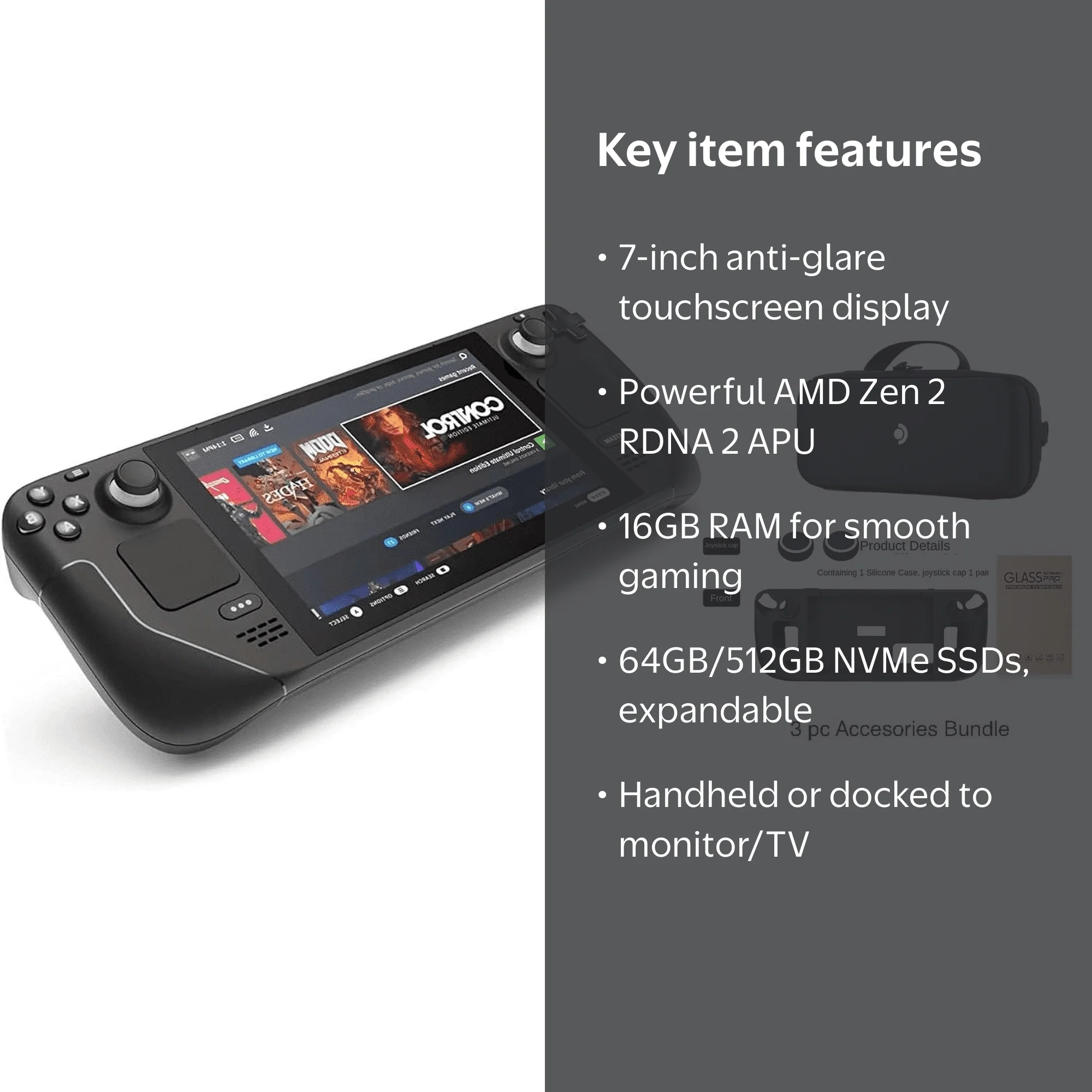 Valve Steam Deck 64GB Upgraded Handheld Gaming Console with