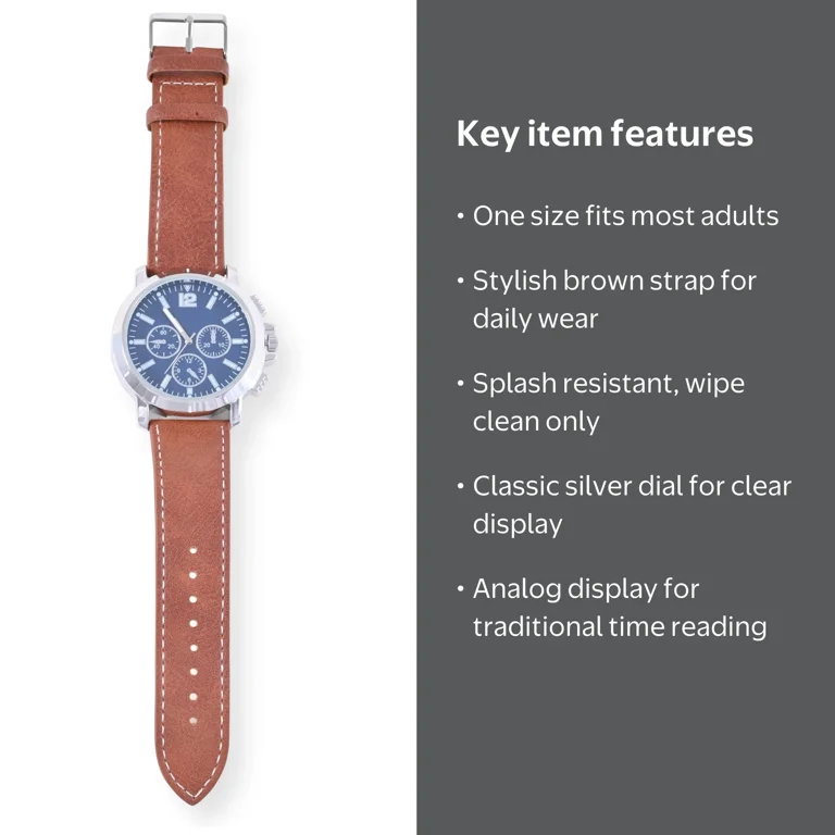 George Adult Male Analog Watch with Silver Dial in Brown Strap and