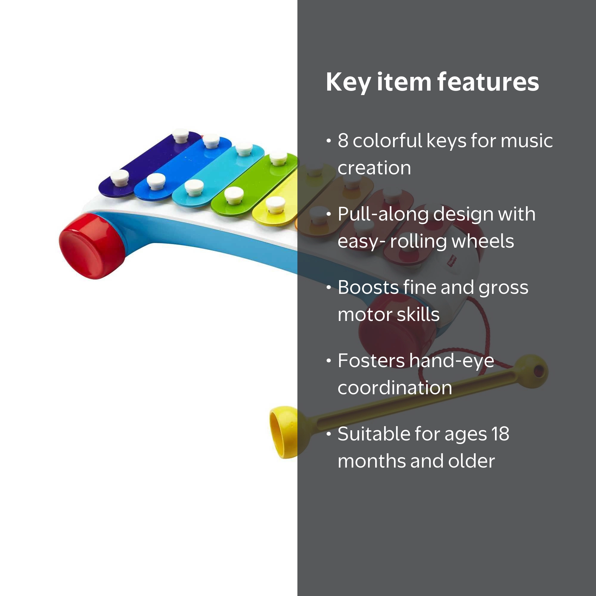 Fisher-Price Classic Xylophone Toddler Musical Instrument Pull Toy