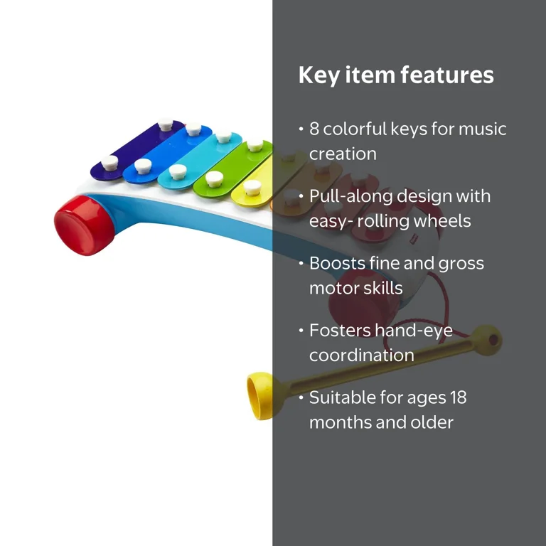 Fisher-Price Classic Xylophone Toddler Musical Instrument Pull Toy