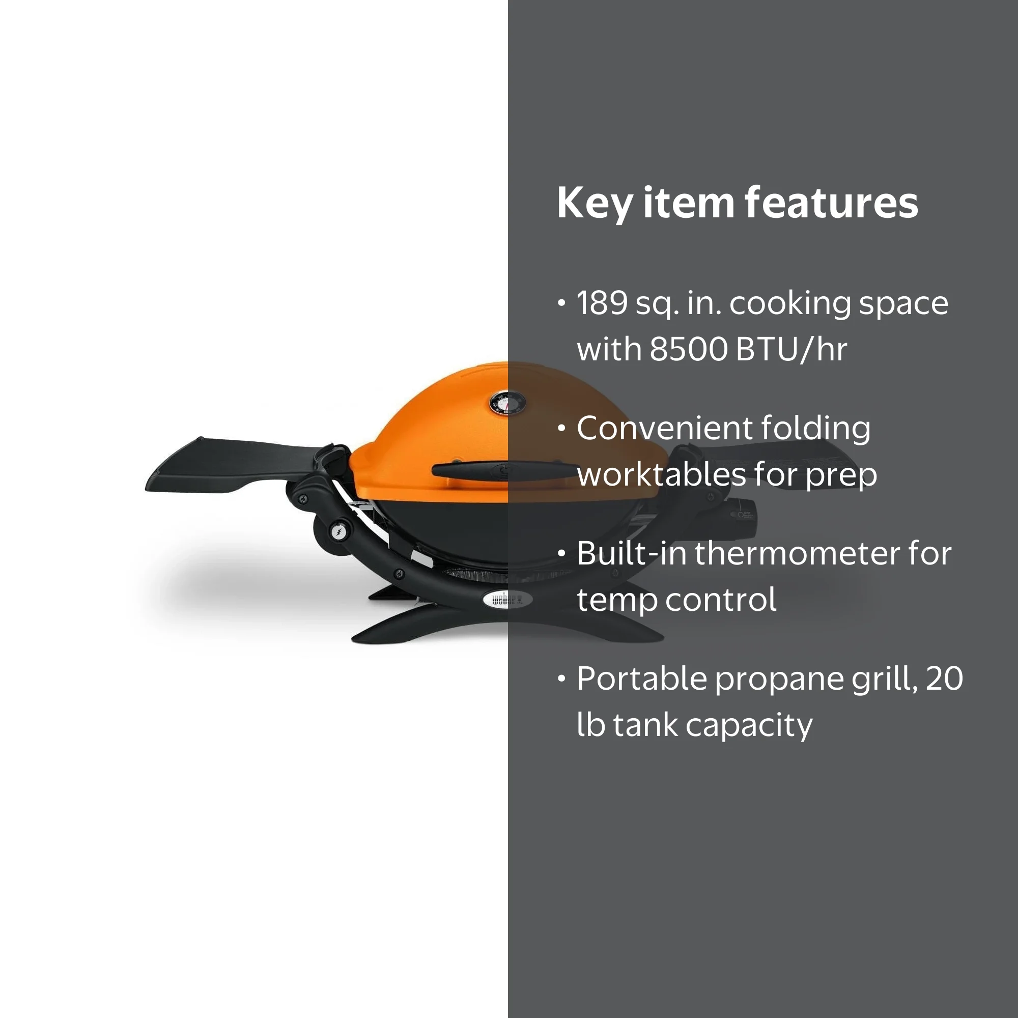 Weber Q 1200 Portable Propane Gas BBQ Grill - Orange, Small, Go