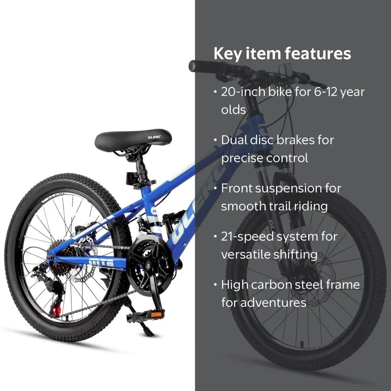 GLEARL 24インチ キッズバイク 青 Glerc, Kids Mountain Bike, Skyline 20 inch, Navy Blue - Walmart.com