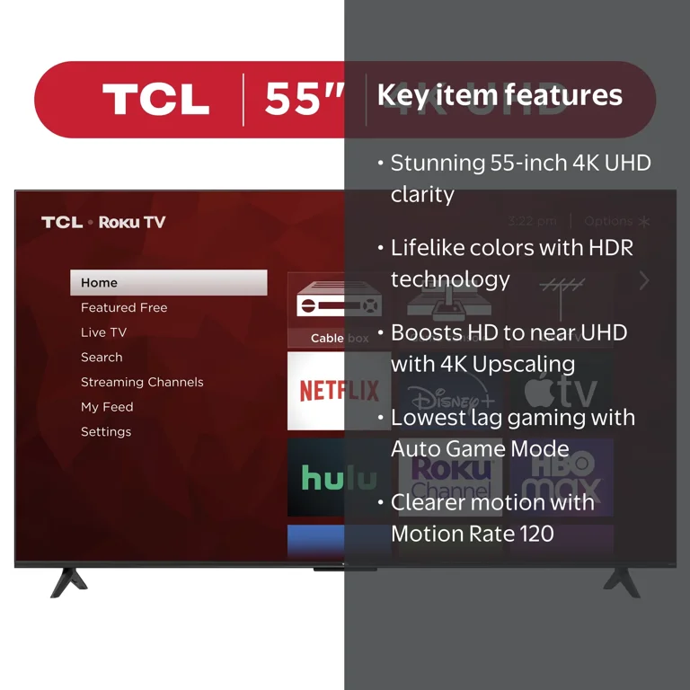TCL 55” Class S4 Series 4K UHD HDR LED Smart Roku TV (Limited