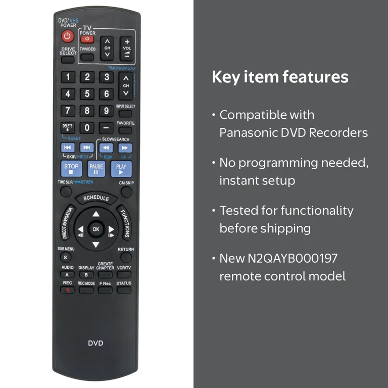 New N2QAYB000197 remote control fits for Panasonic DVD Recorder