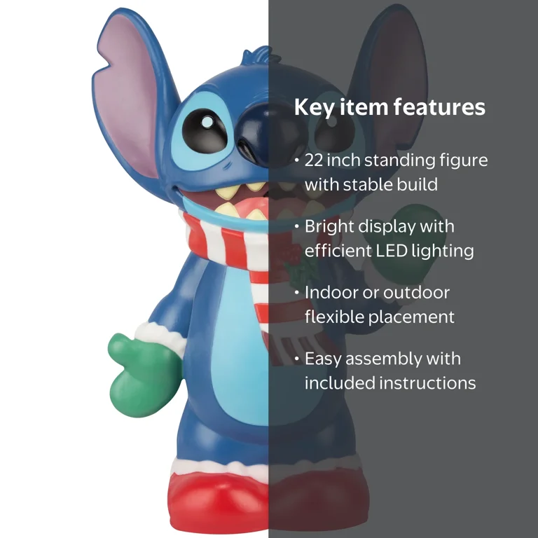 Disney, Christmas Lighted Blow Mold Outdoor Decor Stitch, 22 in