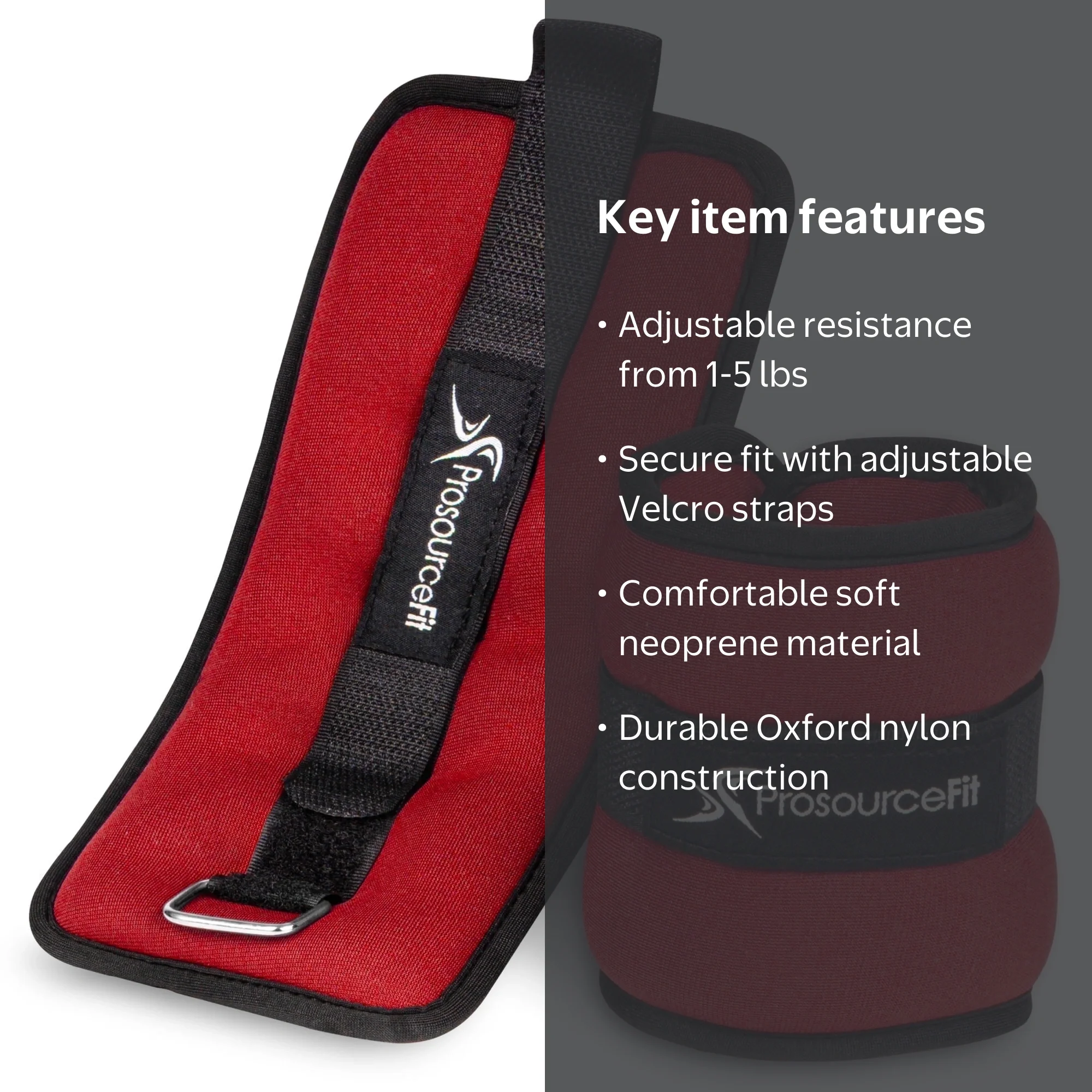 ProsourceFit Adjustable Exercise Ankle Weights, 1.5 lb Set of 2