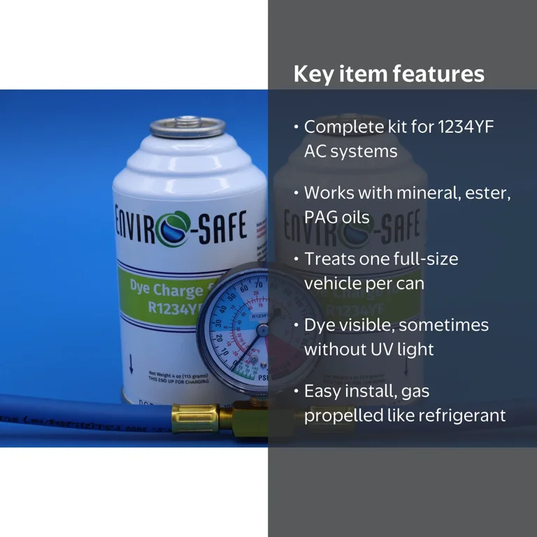 EnviroSafe, R1234yf Dye Charge, 2 Cans and a Universal Gauge