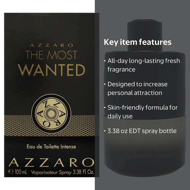 Azzaro The Most Wanted Intense EDT Spray, 3.38 oz, Bergamot