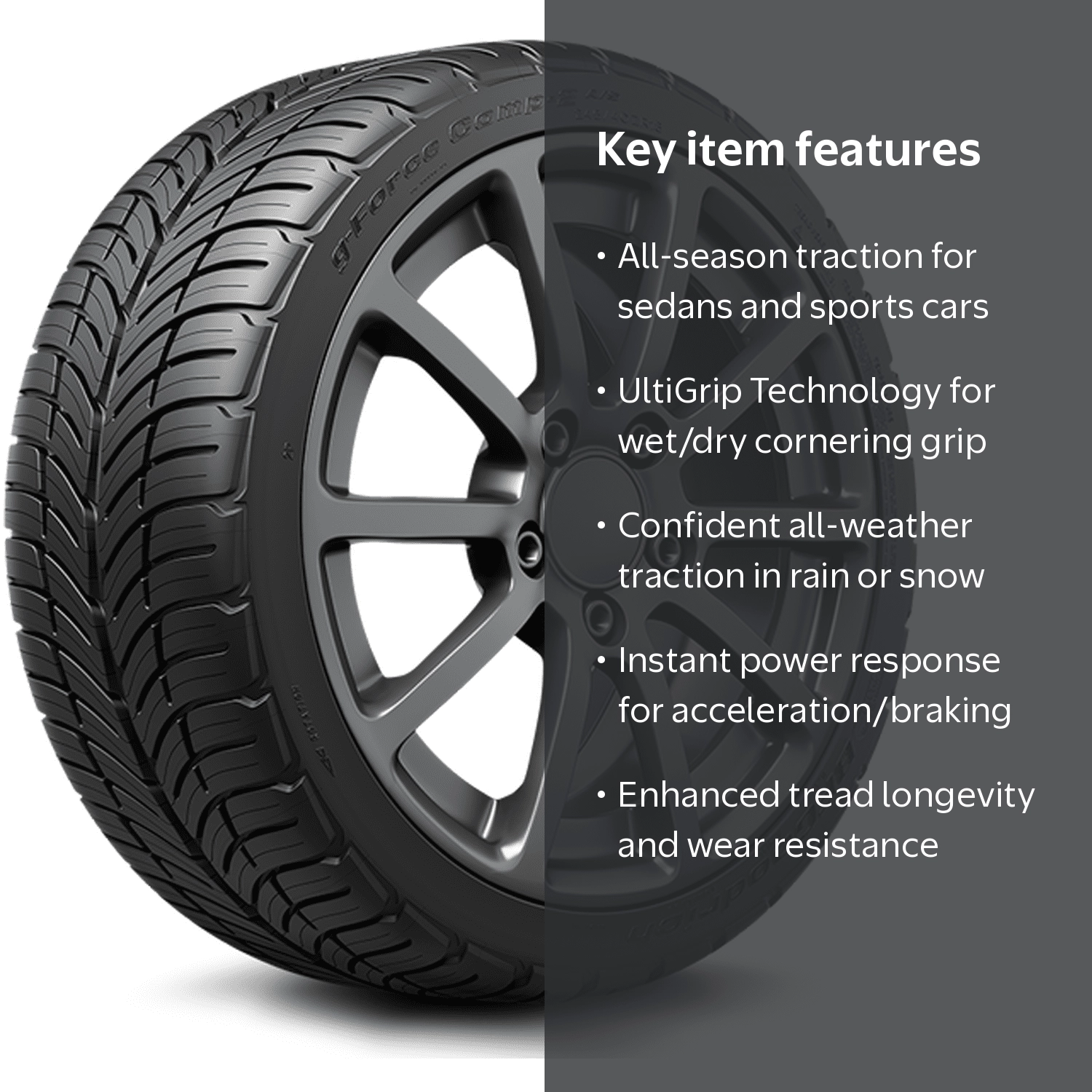 BFG g-Force COMP-2 A/S PLUS 225/55ZR16 95W Tire - Walmart.com