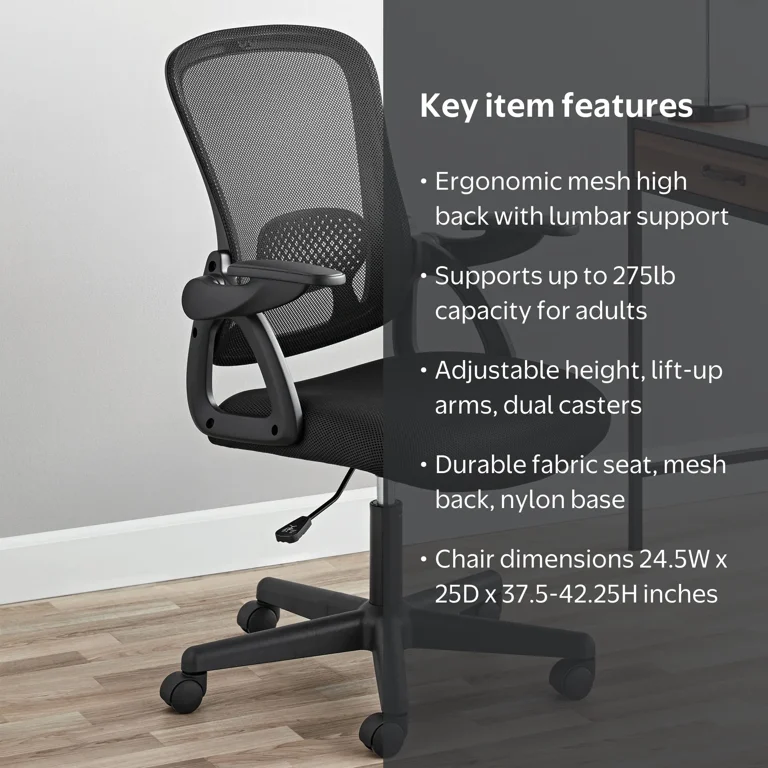 Free Shipping! Mainstays Ergonomic Mesh Back Office Chair with
