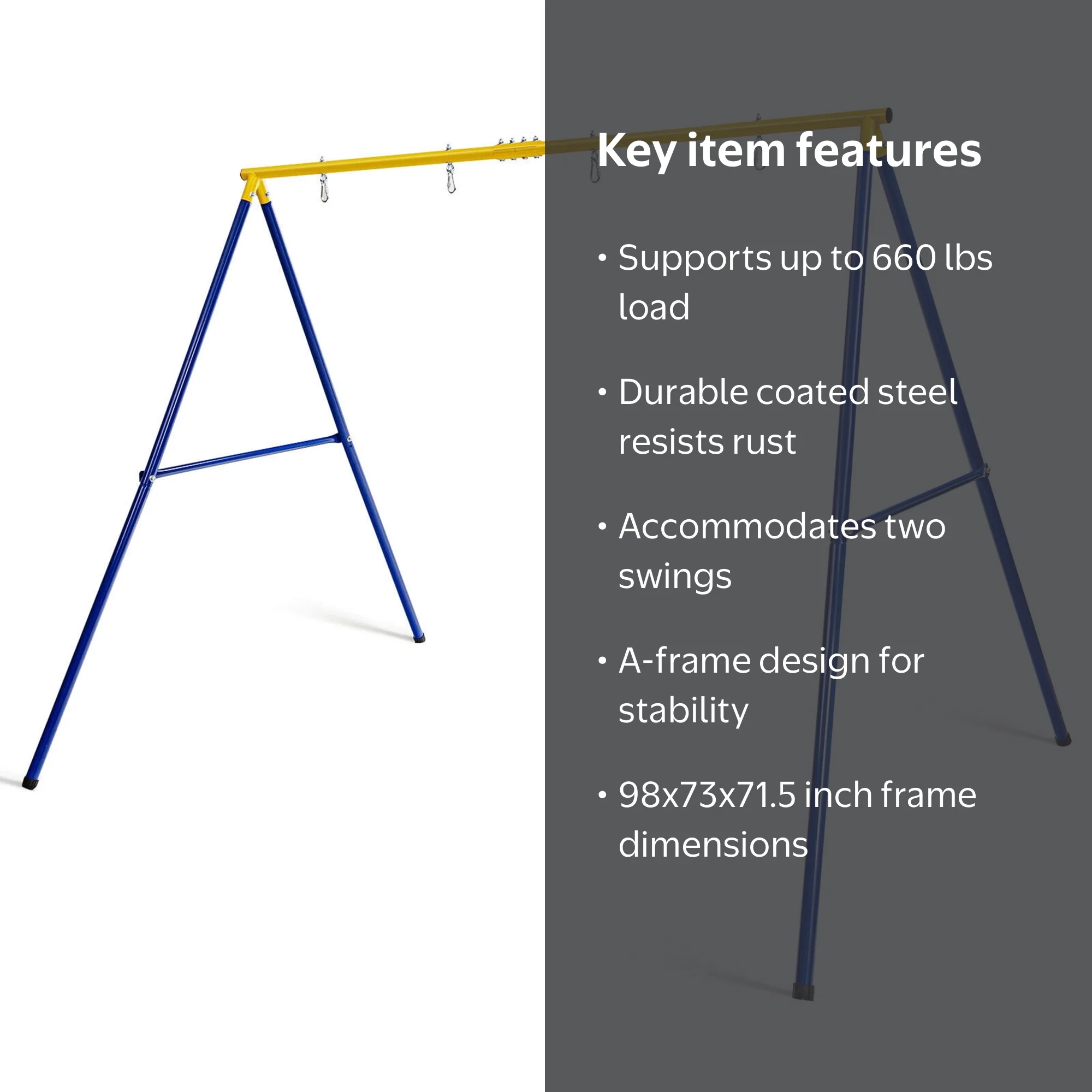Gymax, Heavy-Duty Metal Swing Frame, 660 lbs Capacity, Extra Large