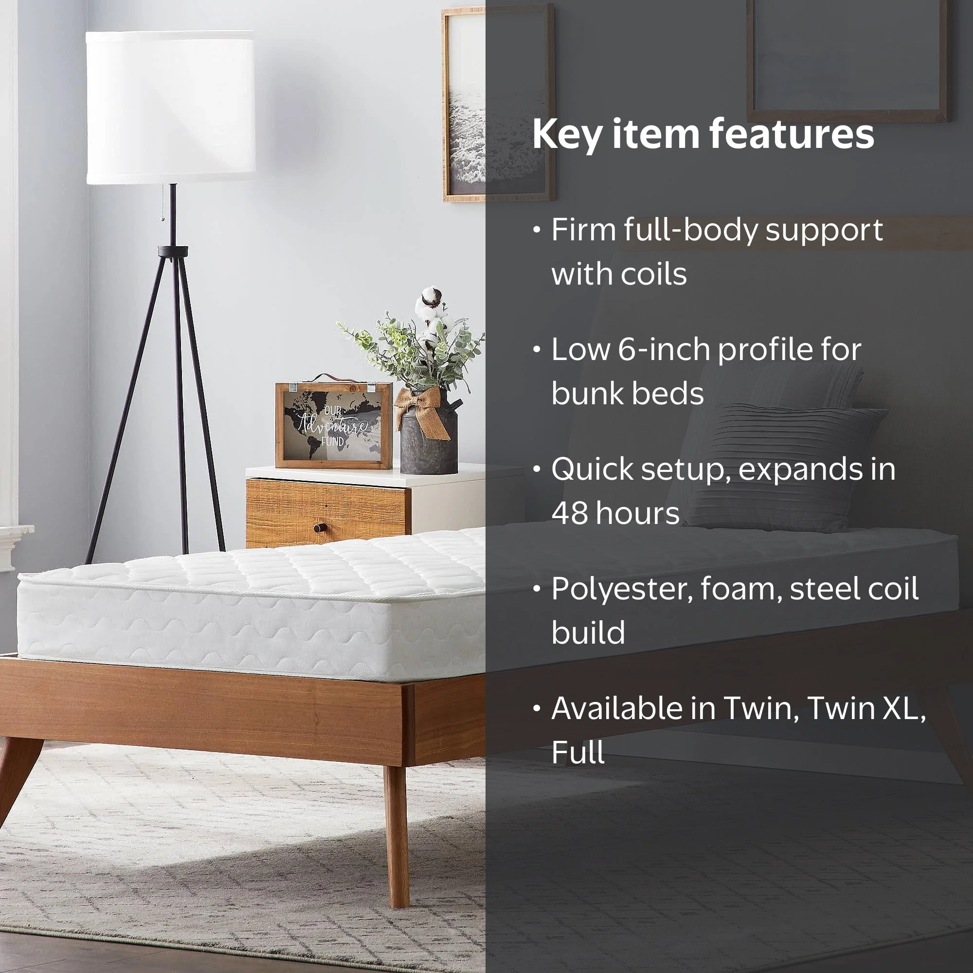 ベッドフレーム Single bed with Hard mattress Mainstays Twin Bed 6