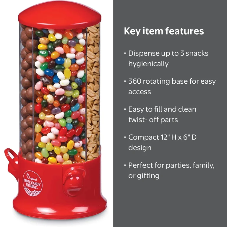 Handy Gourmet, Rotating Triple Candy Dispenser, One Size Fits All