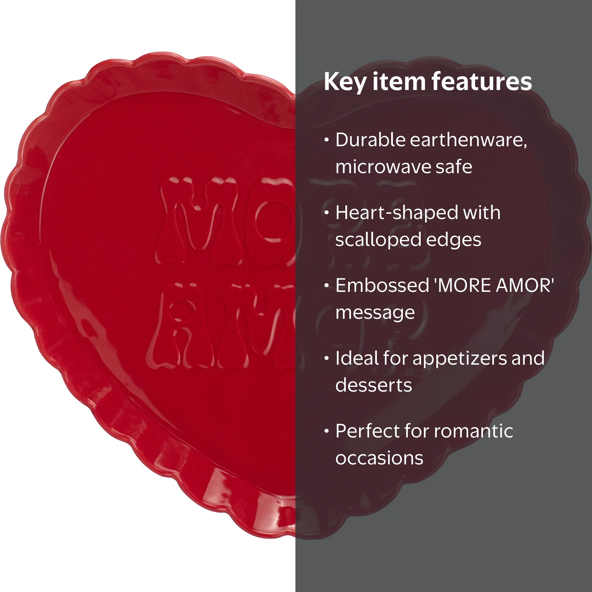 Way to Celebrate 1pk Red Ceramic Heart Serving Tray - Walmart.com