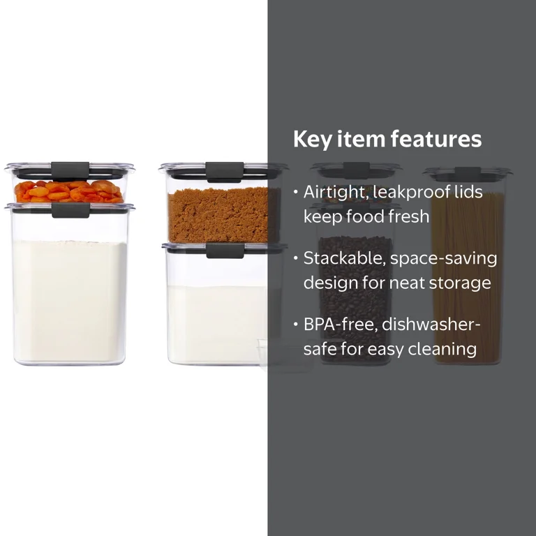 Rubbermaid Brilliance Pantry 7 Piece Set, Clear Airtight Food