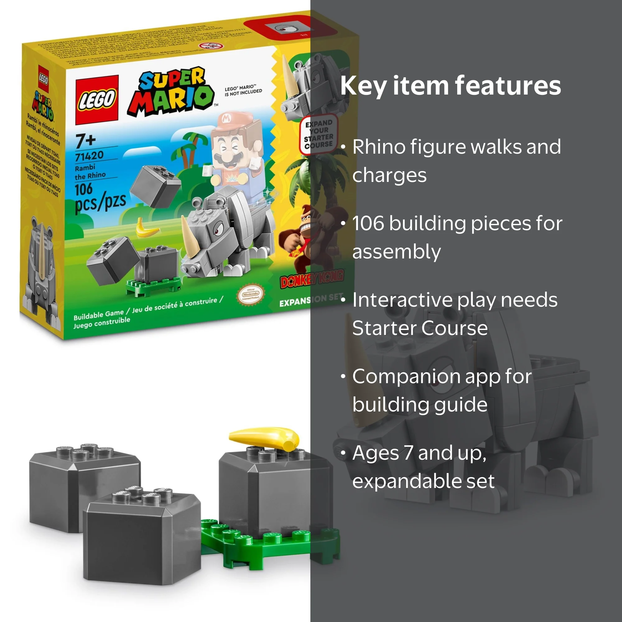 LEGO Super Mario Rambi the Rhino Expansion Set 71420, Game