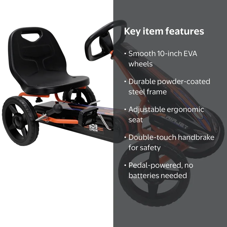 Air Jet Fast Racing Pedal Go Kart - Orange, Sporty Graphics