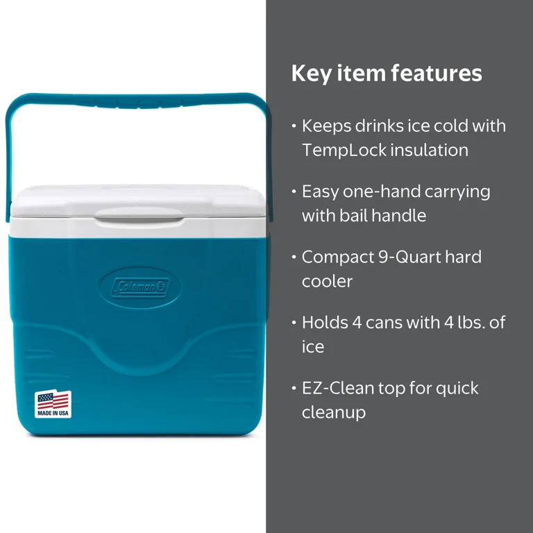 Coleman, Cooler, 9-Quart Portable Hard Cooler, TempLock insulation