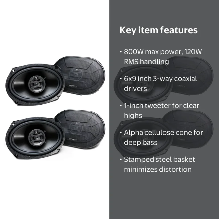 Hifonics Zeus 800 Watt 6 x 9 Inch 3 Way Car Audio Coaxial Speakers