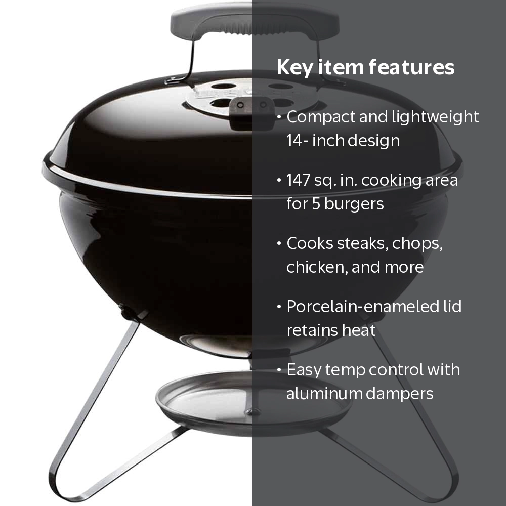 Weber 14 in. Smokey Joe Charcoal Grill, Portable, Black - Walmart.com