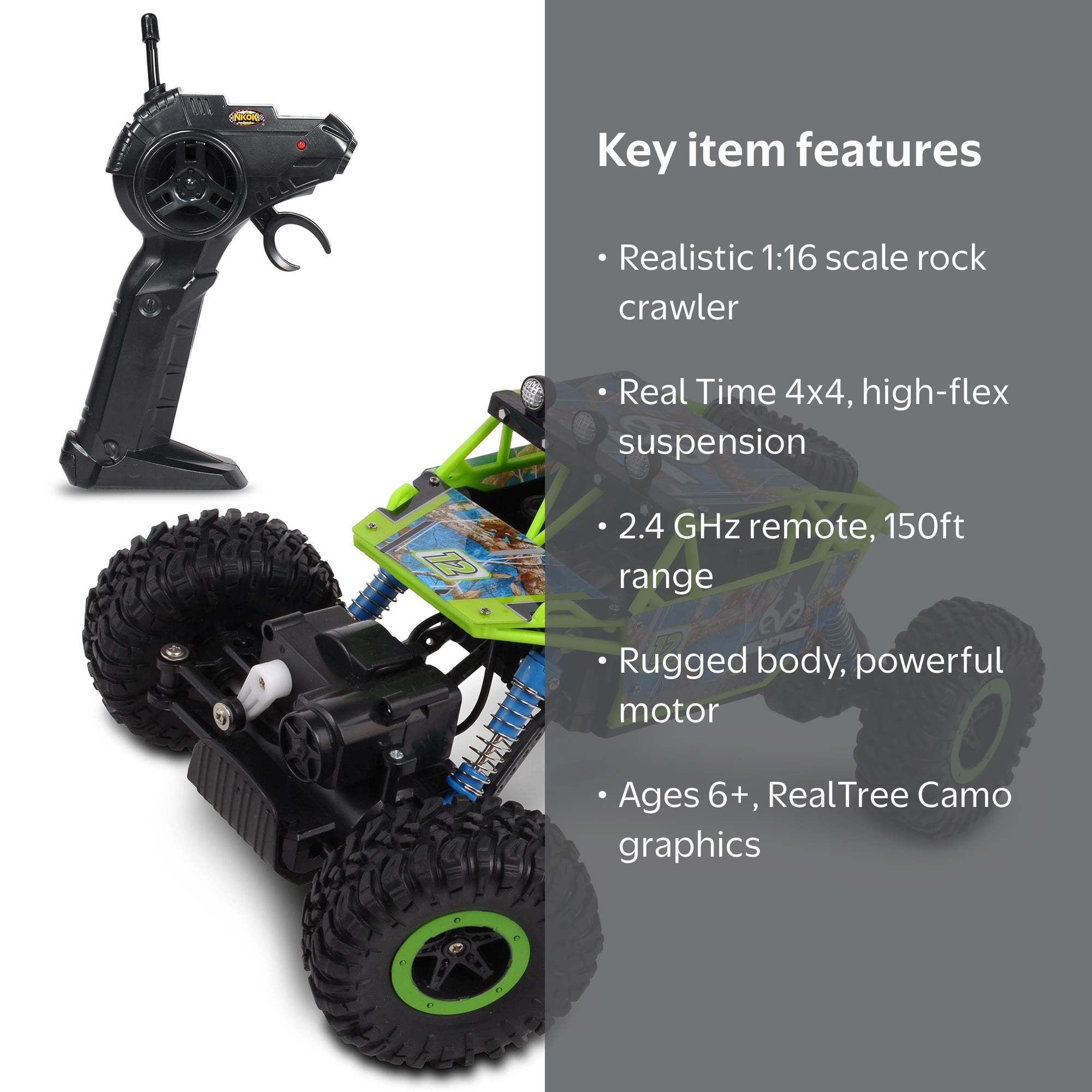 OMAN10　Real tree green ver NKOK RealTree: 1:16 Scale RC: Rock Crawler - Edge Camo Green - 2.4
