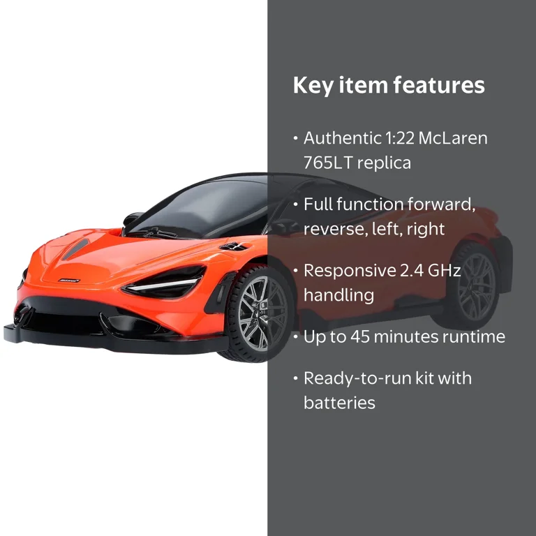 Adventure Force McLaren 765LT RC Car, 1:22 Scale, 2.4GHz, Full