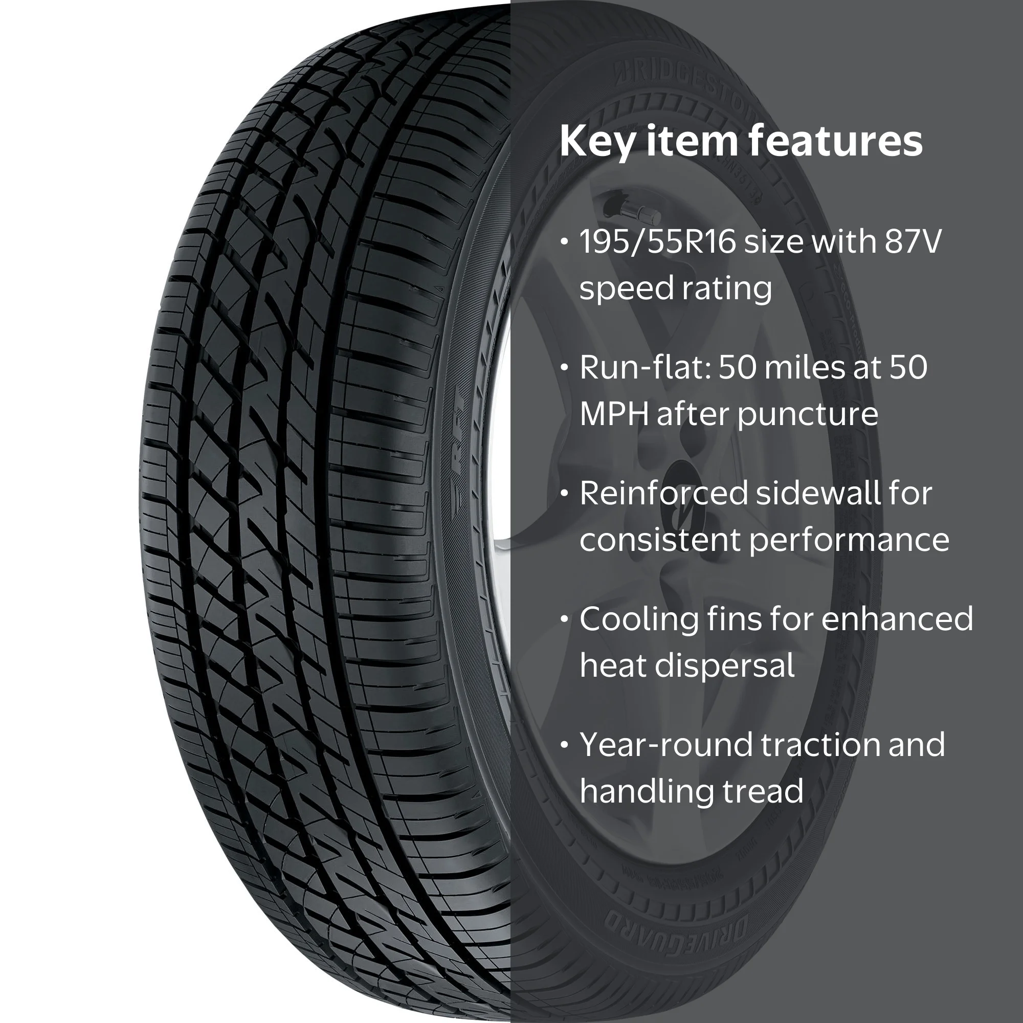 Bridgestone DriveGuard All Season 195/55R16 87V Passenger Tire