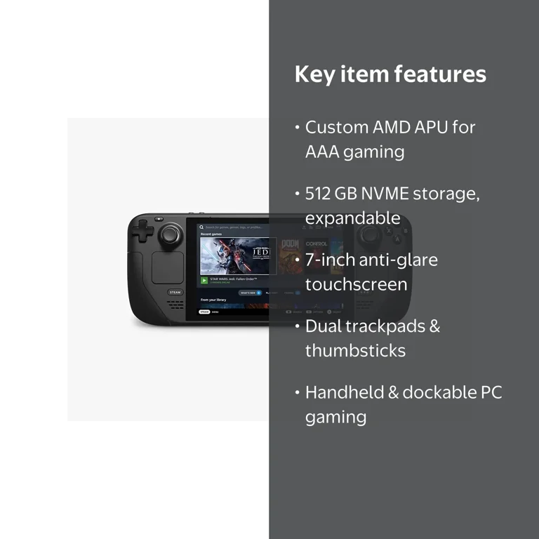 Valve, Steam Deck Handheld Console 512 GB V004287-30, Touchscreen