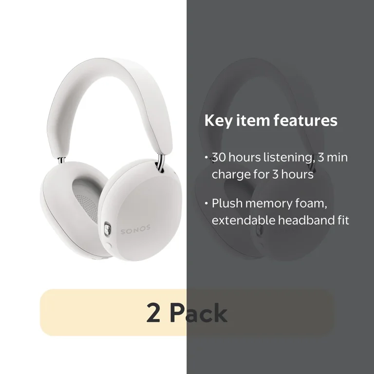 2 pack) Sonos Ace Wireless Noise Canceling Over Ear Headphones