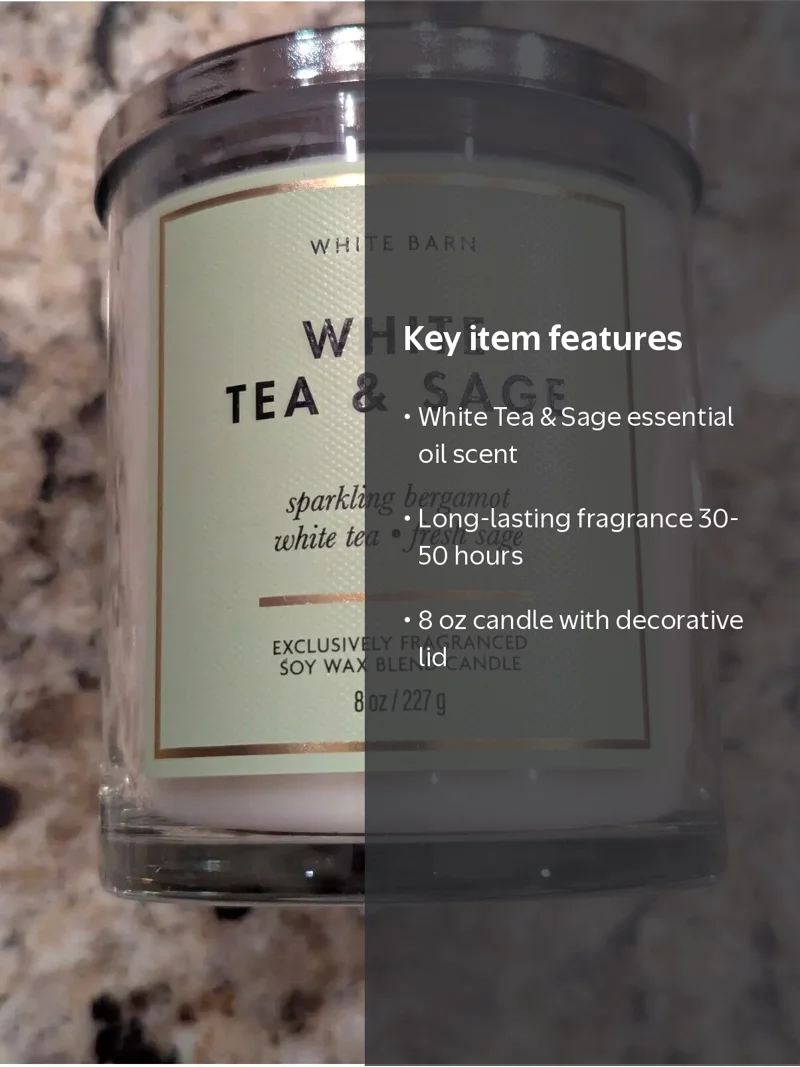Bath & Body Works, White Barn 1-Wick Candle w/Essential Oils White