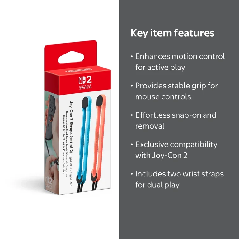 Nintendo, Joy-Con‚Ñ¢ 2 Straps, Light Blue / Light Red, Set of 2