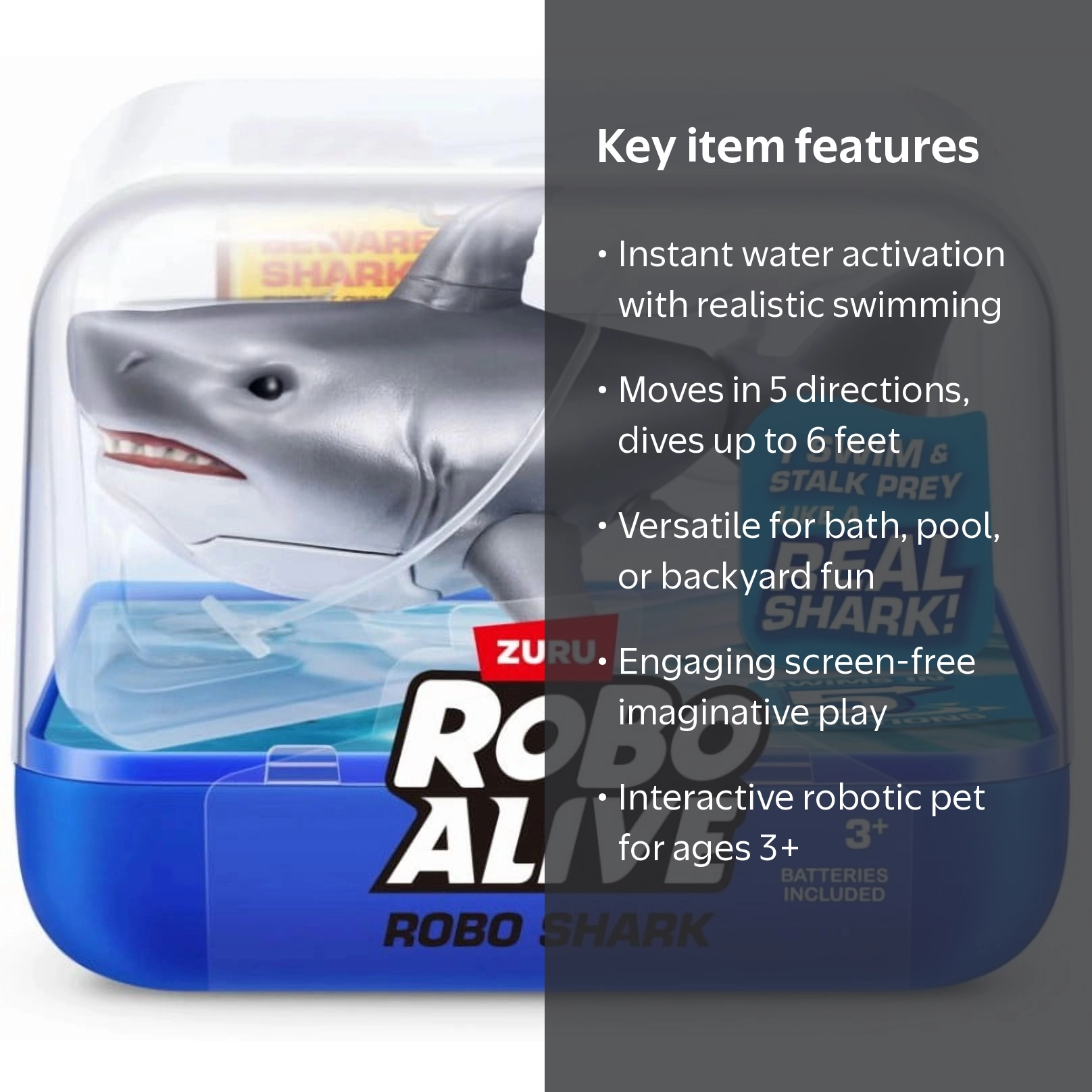 Robo Alive Robo Shark LIGHT GREY Robotic Pet Figure (Water