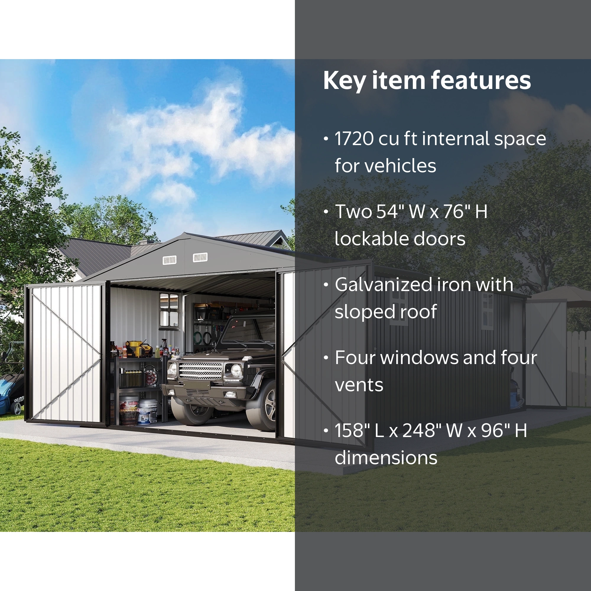Jocisland, Outdoor Storage Shed, 13.2x21x8 ft Gray - Walmart.com