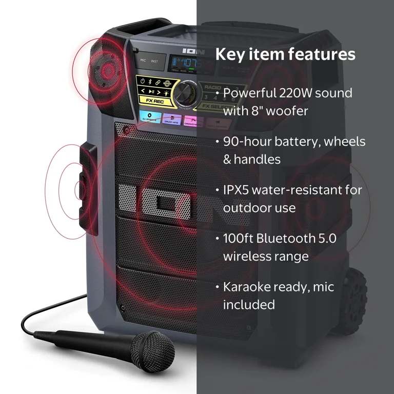 ION Block Rocker XL - Portable Bluetooth Outdoor Party Speaker