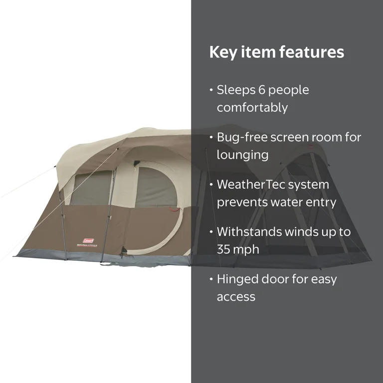 【24h以内発送】Coleman WEATHERMASTER HexaTarpⅡ Coleman, WeatherMaster® 6-Person Tent, with Screen Room, Beige