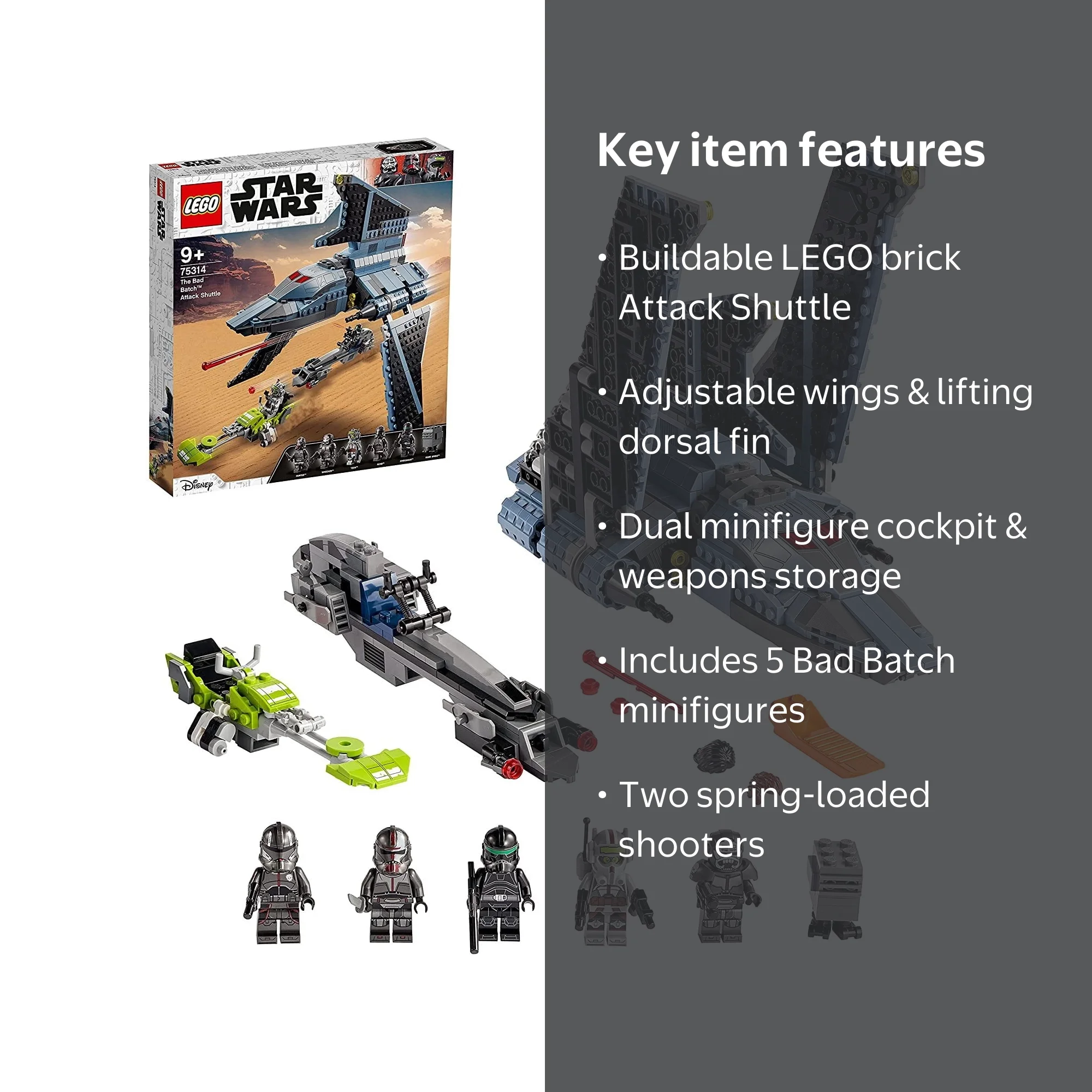 LEGO 75314 Star Wars The Bad Batch Attack Shuttle Kids Toy, Set
