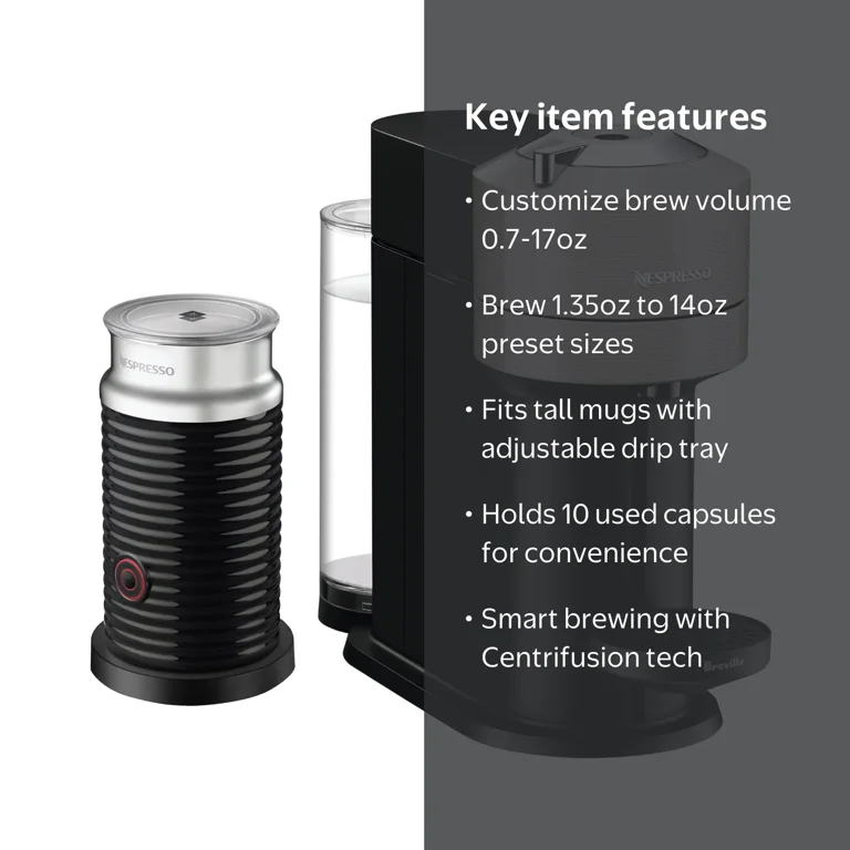 Nespresso Breville Vertuo Next, Light Gray + Black Aeroccino3