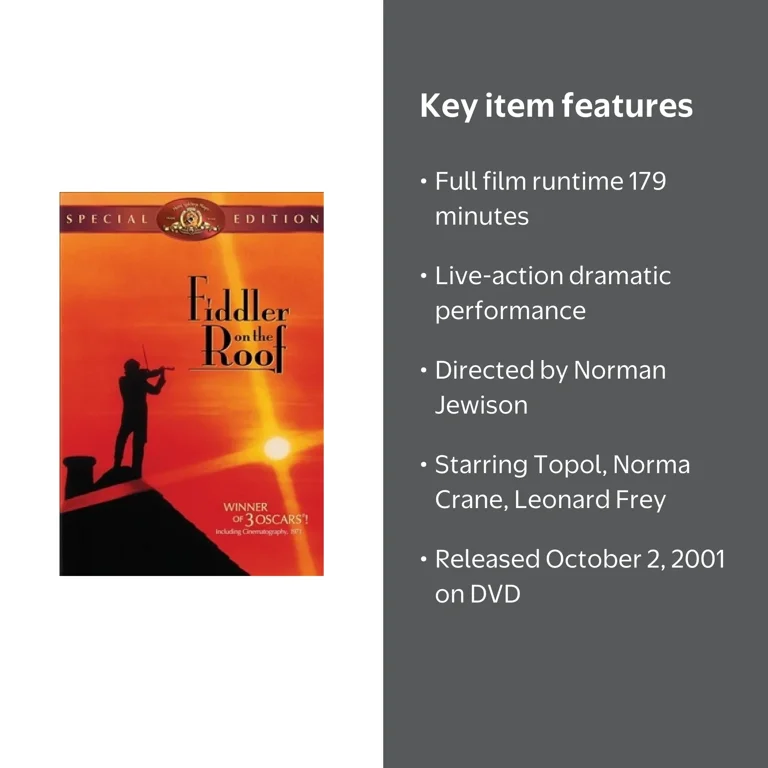 SDS, DVD, Fiddler On the Roof, Live-action Musical Film - Walmart.com
