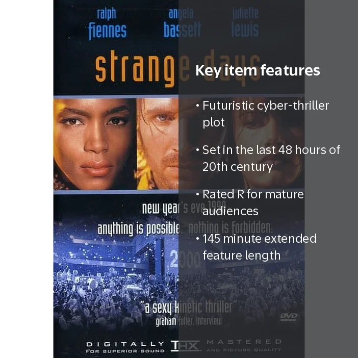 Strange Days, DVD, Action Thriller Movie, 1995, 145 min