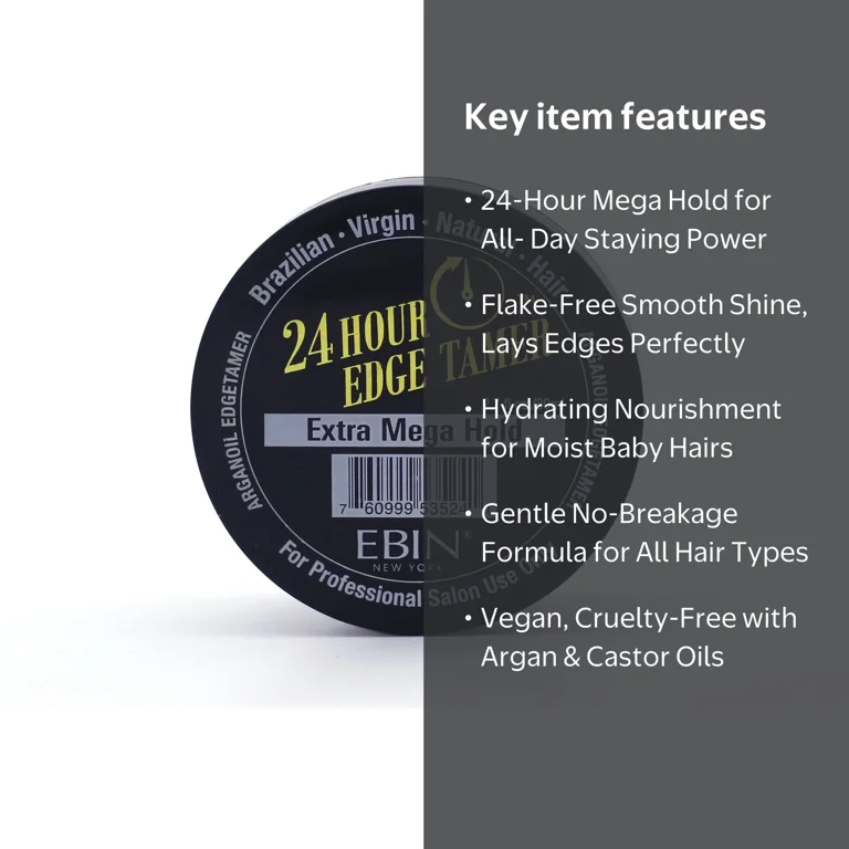 EBIN New York 24 Hour Edge Tamer, Extra Mega Hold, Flake-Free, For