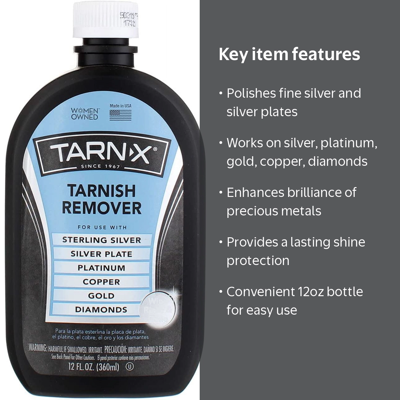 Tarn-X Tarnish Remover, 12 oz Cleaner for Silver, Copper, Gold and