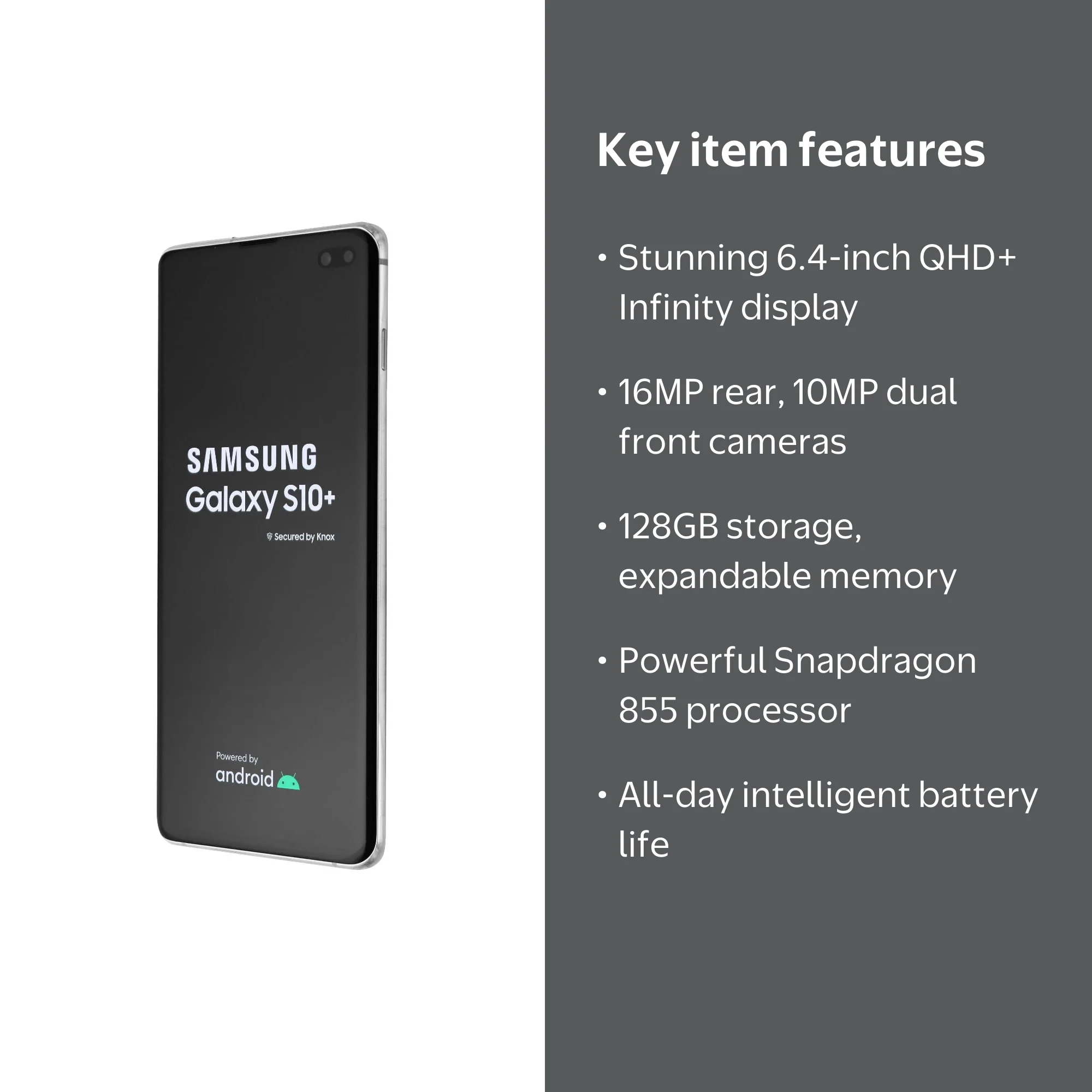 Samsung Galaxy S10+ (Plus) SM-G975U (Unlocked) - 128GB / Prism