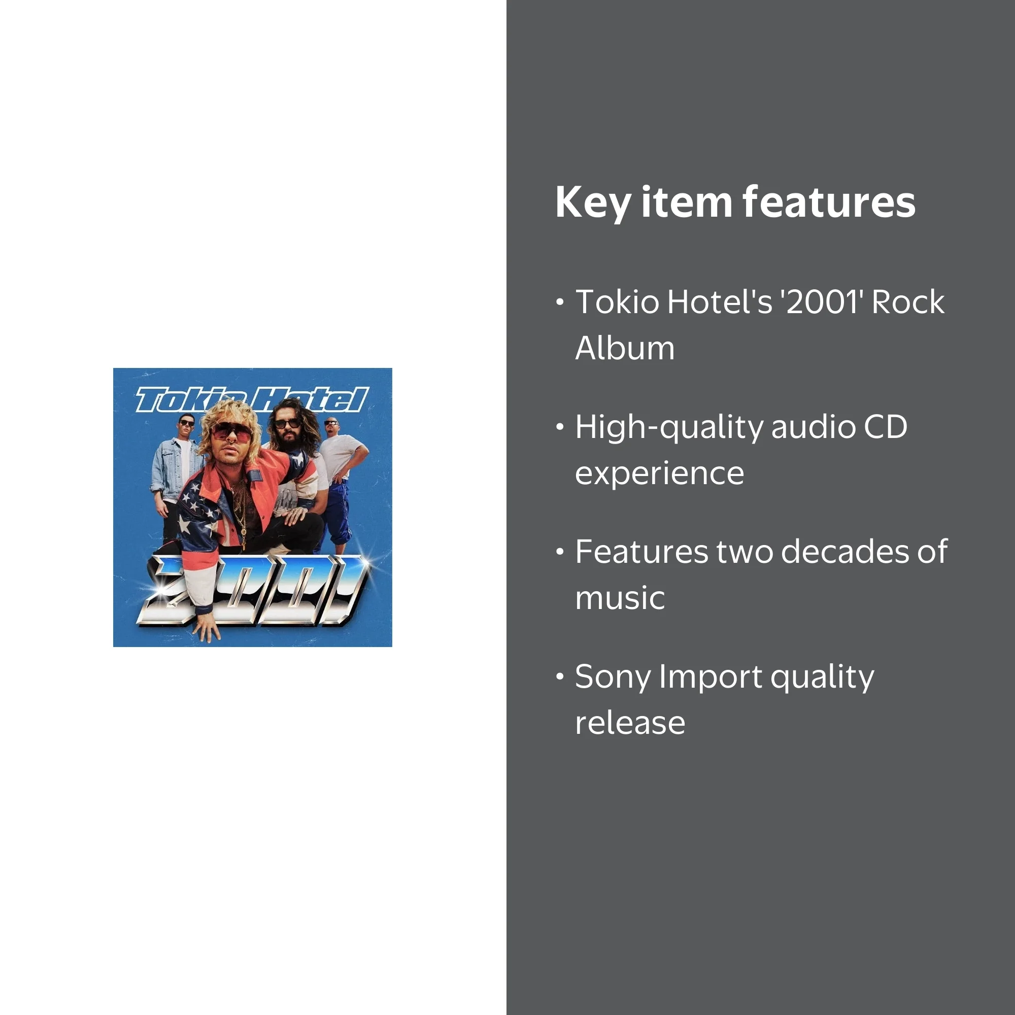 Tokio Hotel - 2001 Music Album - Rock Songs CD - Walmart.com