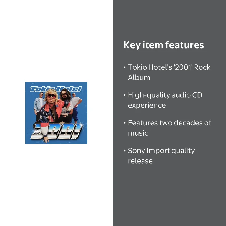Tokio Hotel - 2001 Music Album - Rock Songs CD - Walmart.com