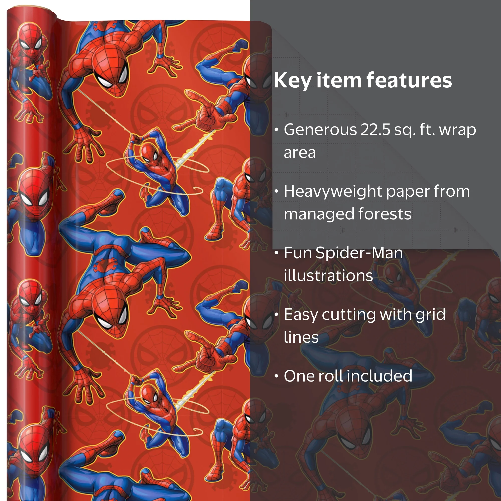 Hallmark Wrapping Paper, 22.5 sq. ft. (Marvel Spider-Man on Red