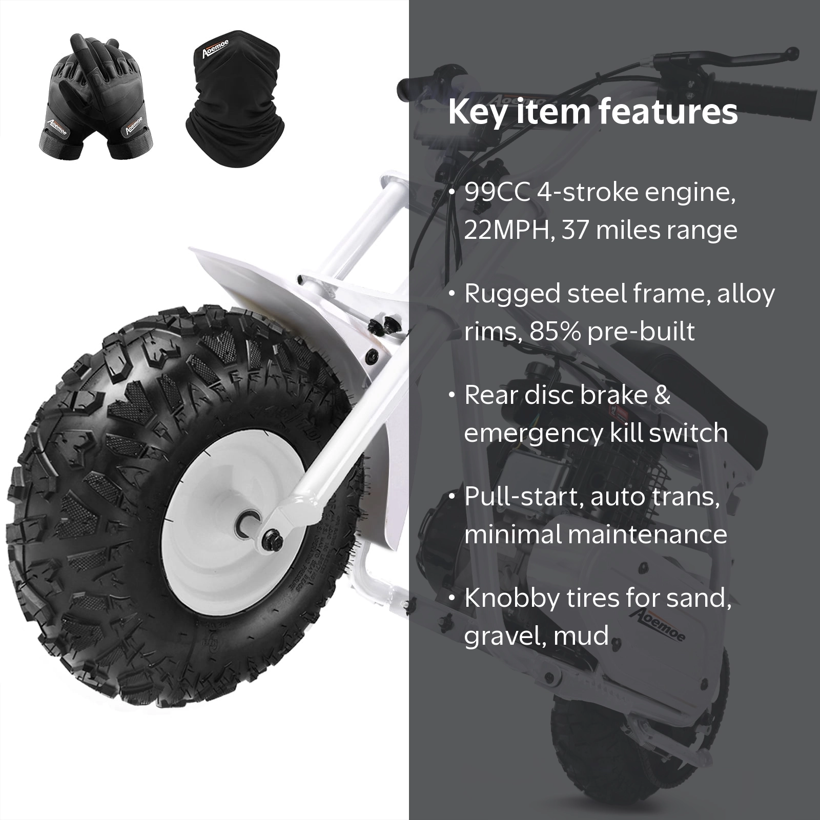Aoemoe MB001 Gas Powered Mini Dirt Bike 99CC for Teens and Adults