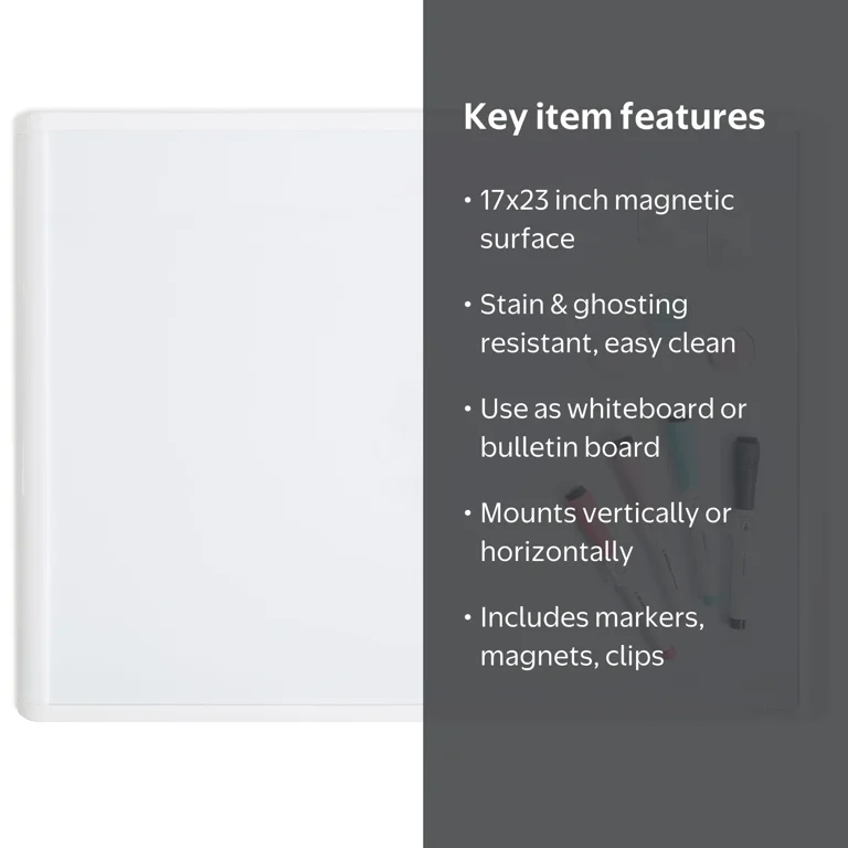 U Brands 17 x 23 in. Dry Erase Whiteboard Value Pack, Assorted Dry