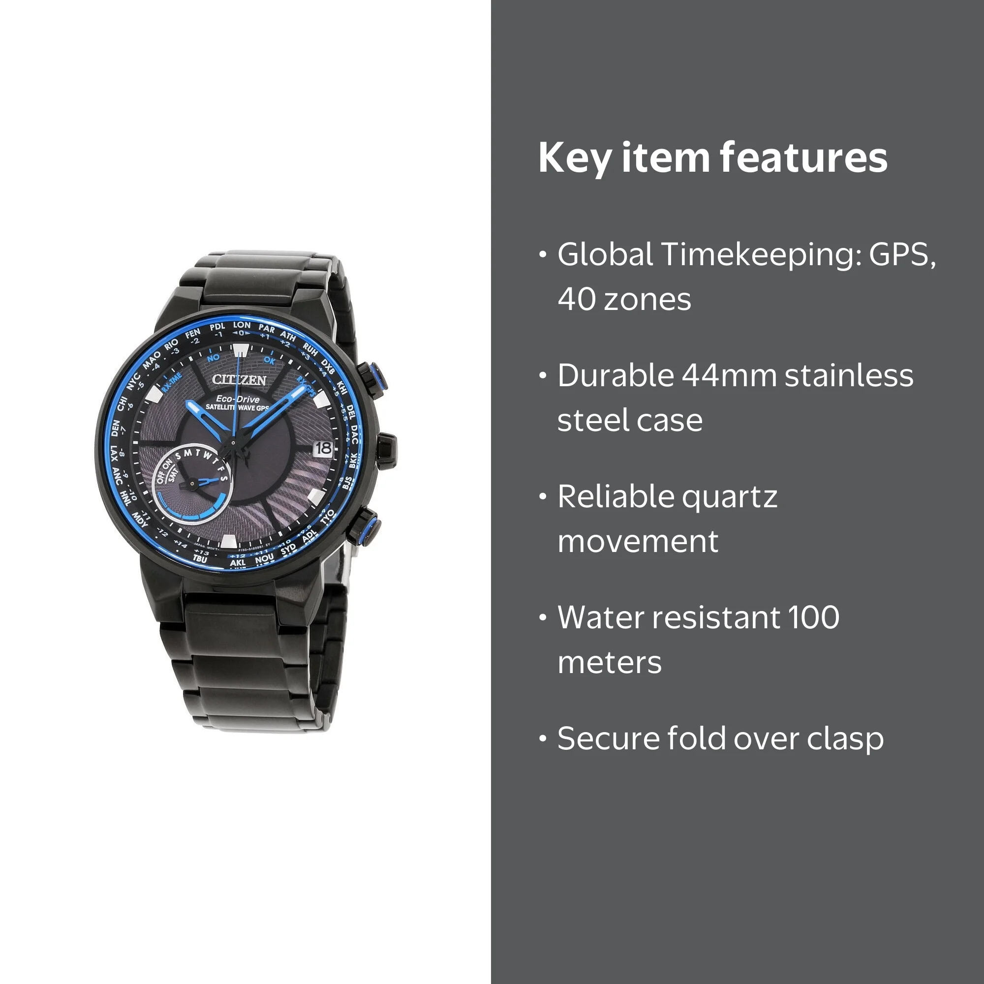 Citizen Men's Satellite Wave GPS Watch, Stainless Steel, Black